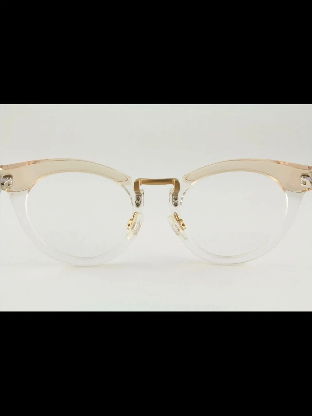 Warby Parker Zelda Leith 47mm Crystal Peach & Gold Rimless-Style Glasses RARE